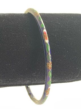 Vintage Chinese Cloisonné Enamel Bangle Bracelet Floral